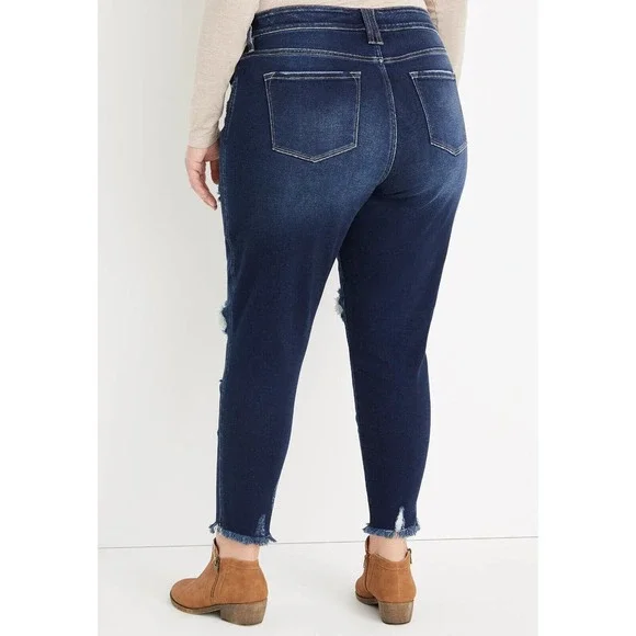 KanCan Skinny Curvy High Rise Frayed Hem Jean Blue Jeans Women's Plus Size 16 - Picture 4 of 10